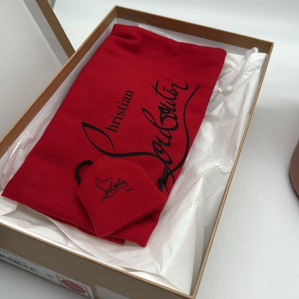 Louboutin Pigalle Follies Leather 100mm Red Sole Pumps Heels Nude Patent Size 39 - Picture 10 of 10